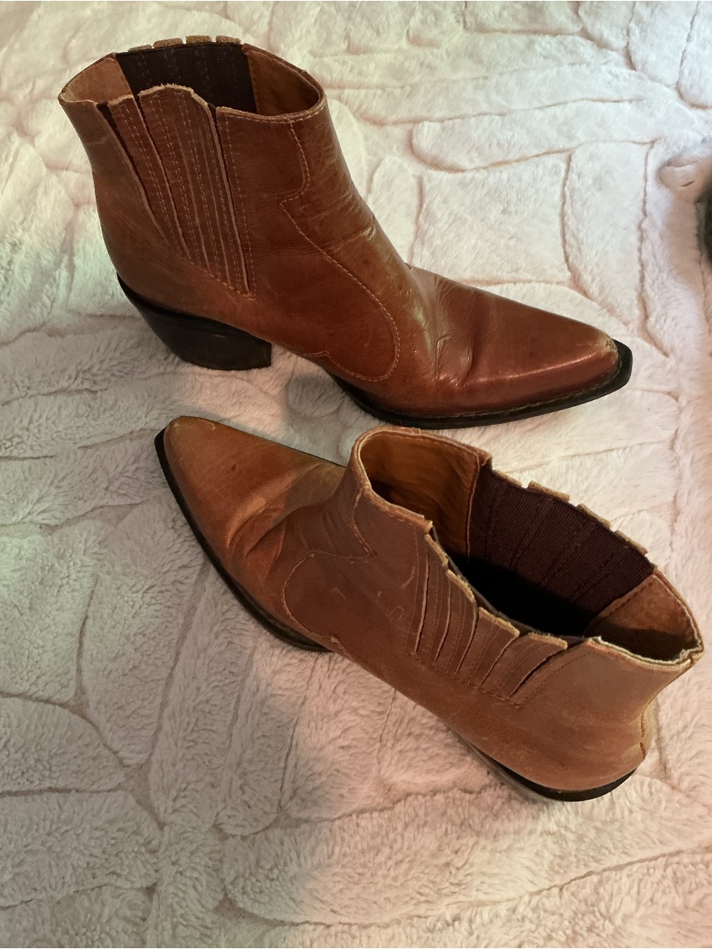 MIA Brown Leather Western Ankle Boots